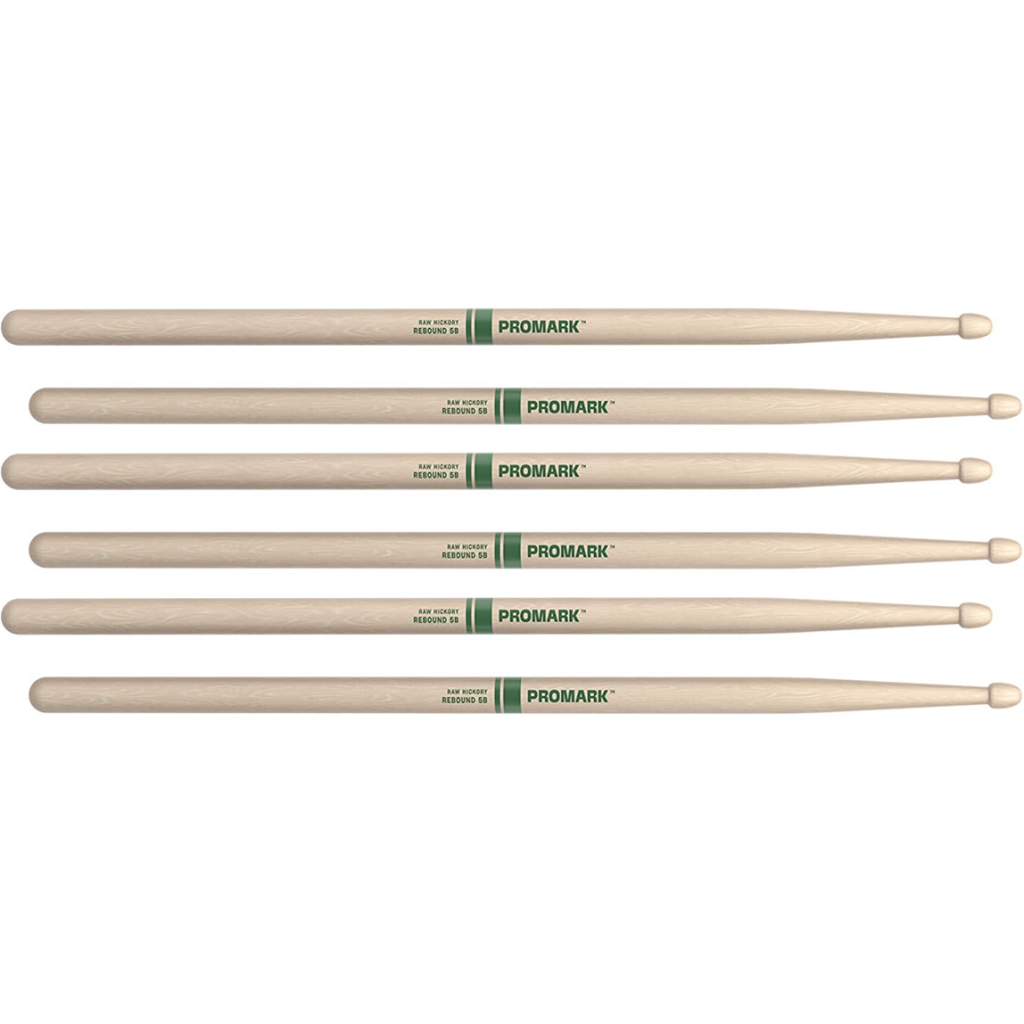 3 PACK ProMark Rebound 5B Raw Hickory Drumsticks, Acorn Wood Tip