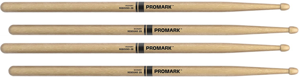 2 PACK ProMark Rebound 2B Hickory Drumsticks, Acorn Wood Tip