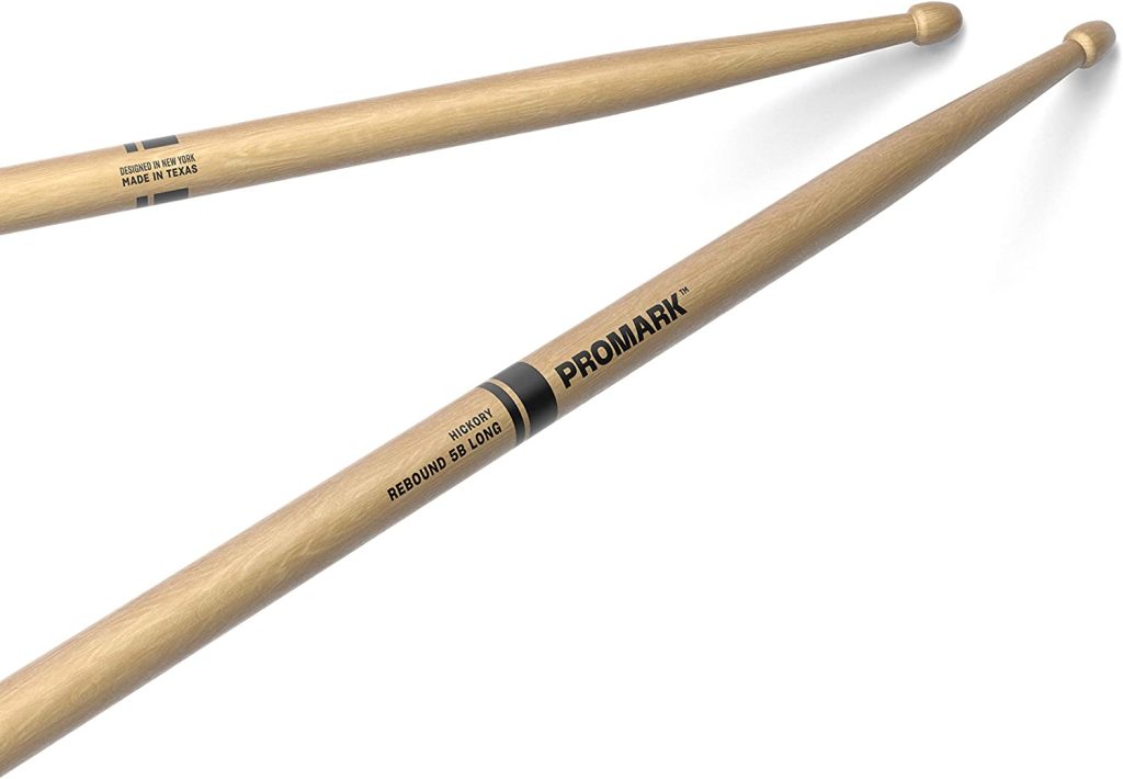 ProMark Rebound 5B Long Hickory Drumsticks, Acorn Wood Tip, One Pair