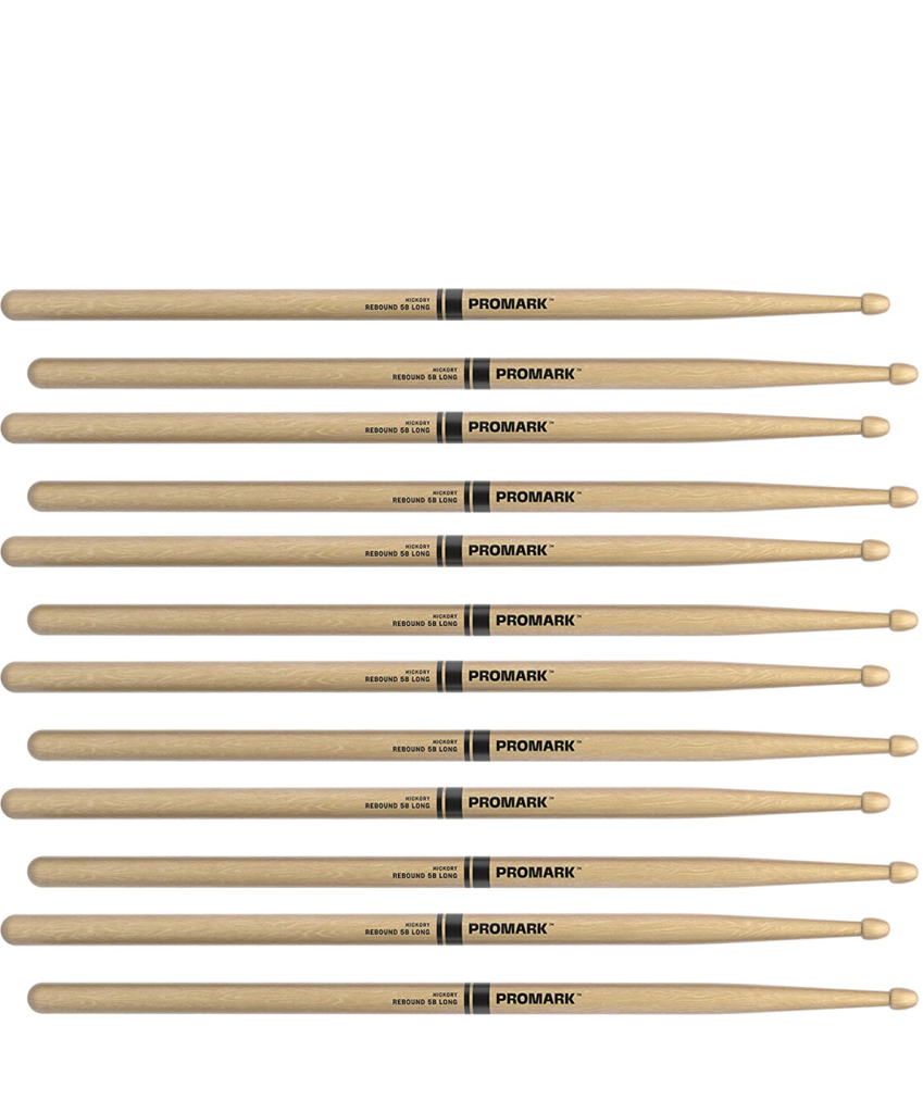 6 PACK ProMark Rebound 5B Long Hickory Drumsticks, Acorn Wood Tip