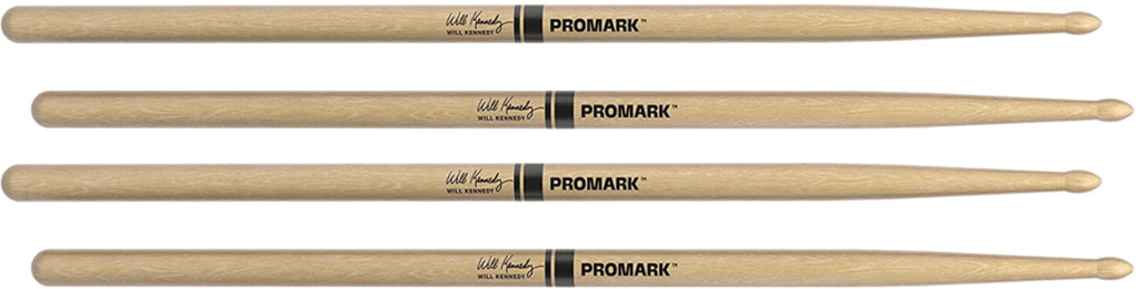 2 PACK ProMark Will Kennedy Hickory Drumsticks, Wood Tip