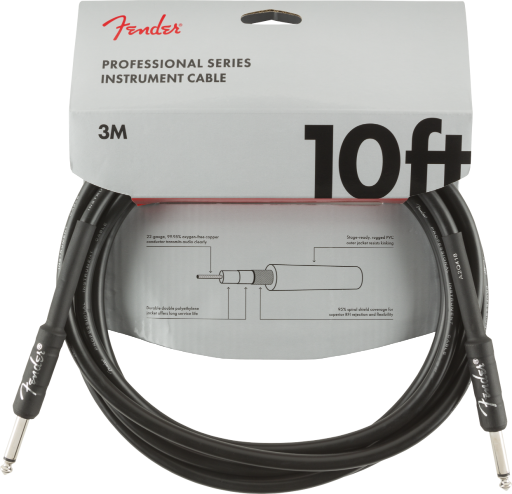 Fender 0990820024 Professional Series Straight to Straight Instrument Cable - 10 foot Black