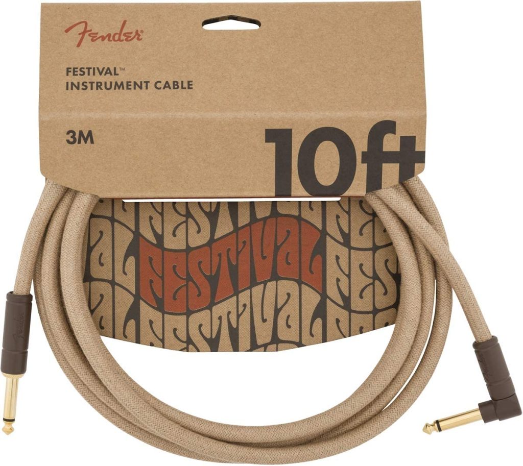 Fender 0990910021 Festival Hemp Straight to Right Angle Instrument Cable - 10 foot Natural