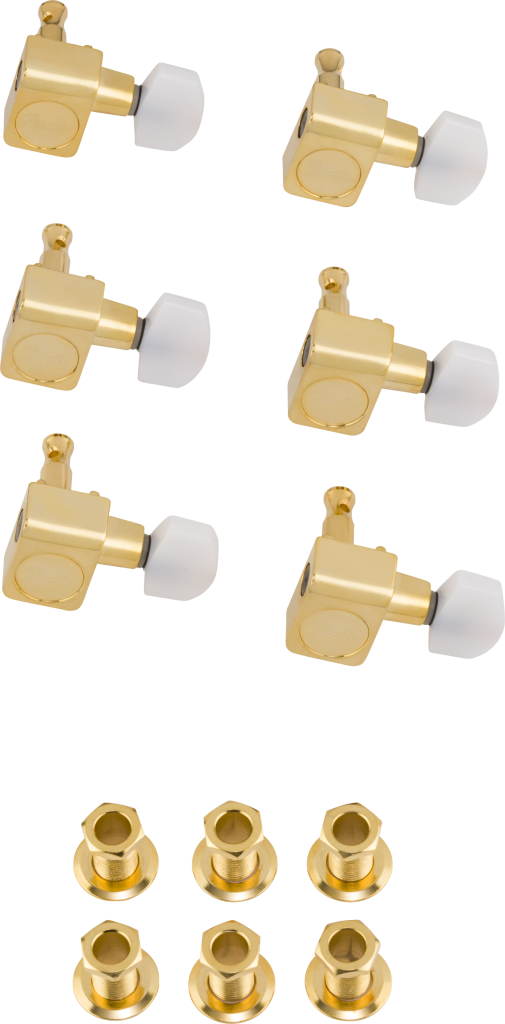 Genuine Fender DELUXE Strat/Tele Gold Tuners Pearloid Buttons Tuning Machines