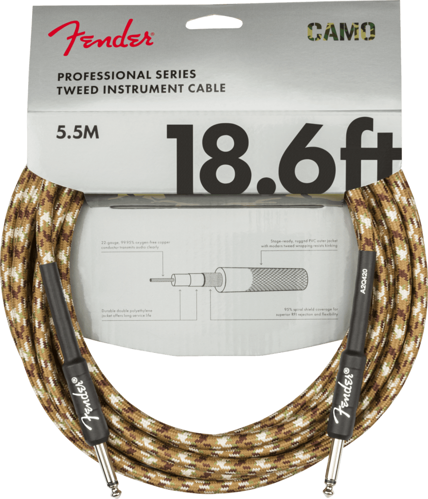 Fender 0990818107 Professional Series Straight to Straight Instrument Cable - 18.6-foot Desert Camo