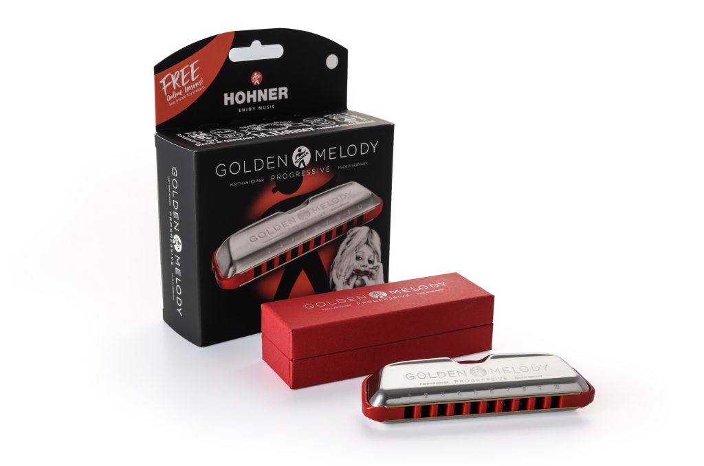 Hohner M544BX-A Progressive Golden Melody 10 Hole Key of A Harmonica