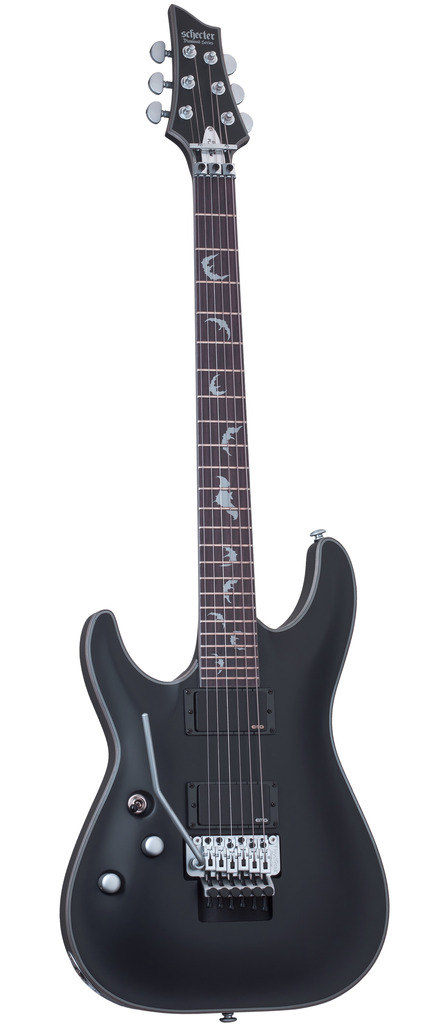 Schecter LEFTY Damien Platinum 6-FR Electric Guitar, Mahogany, Satin Black, 1184