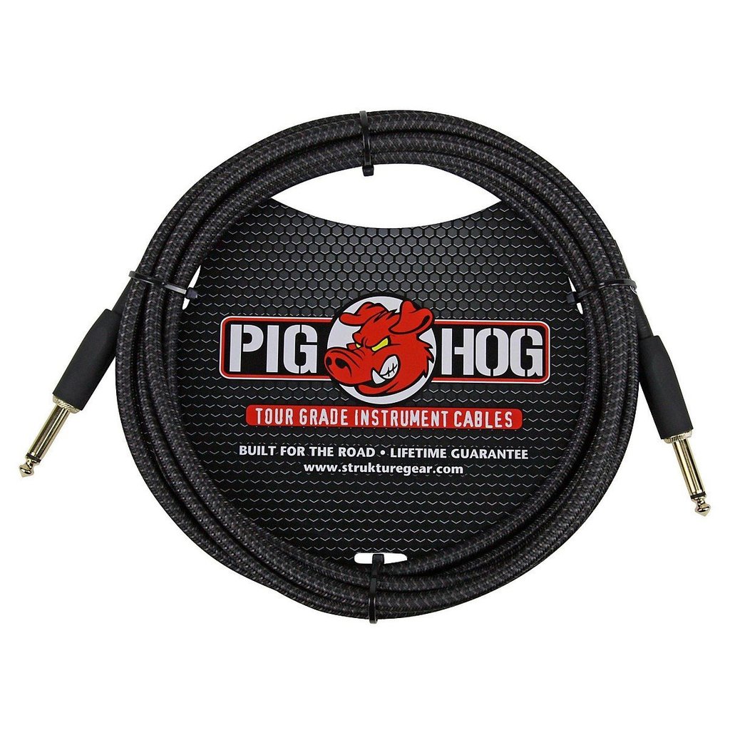 Pig Hog Instrument Cable Black Woven 1/4' to 1/4' 10 ft. Black Woven, PCH10BK