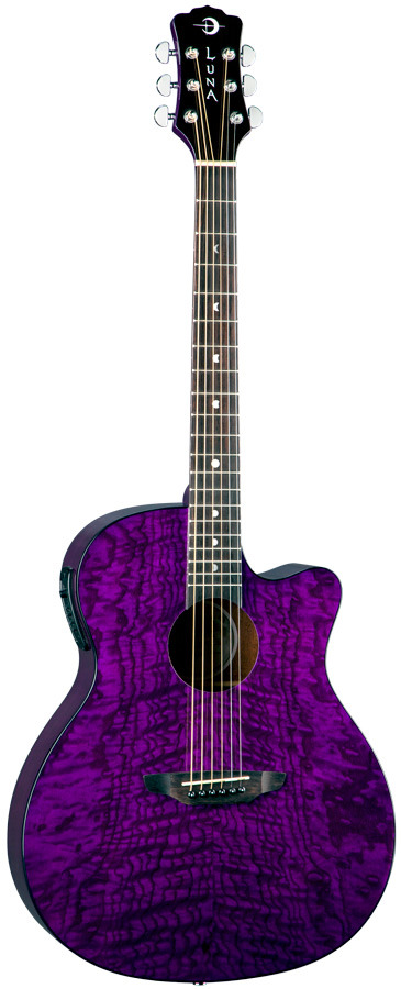 Luna GYP E QA TPP Gypsy Acoustic-Electric Guitar, Trans Purple