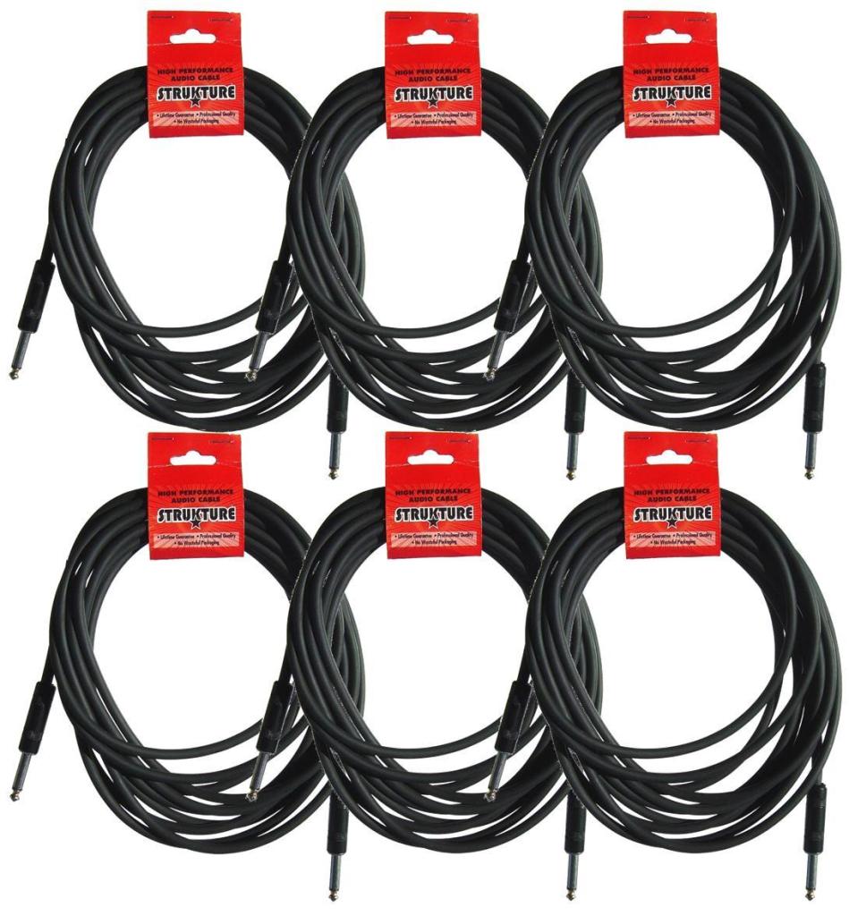 Strukture 6 Pack 18' Instrument Cable, 1/4', Thick ABS Inner Sleeve, SC186R ^6
