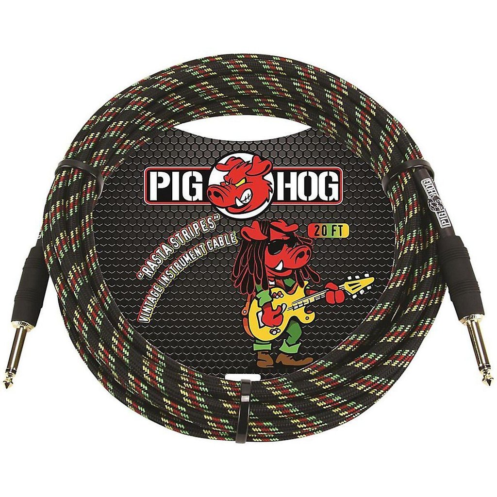 Pig Hog Instrument Cable 20 ft. Rasta Stripes, PCH20RA