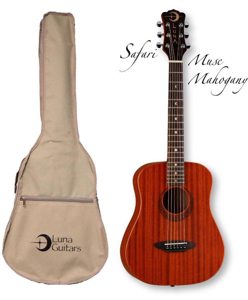 Luna Safari Series Muse Mahogany 3/4-Size Travel Acoustic Guitar - Natural, SAF MUS MAH