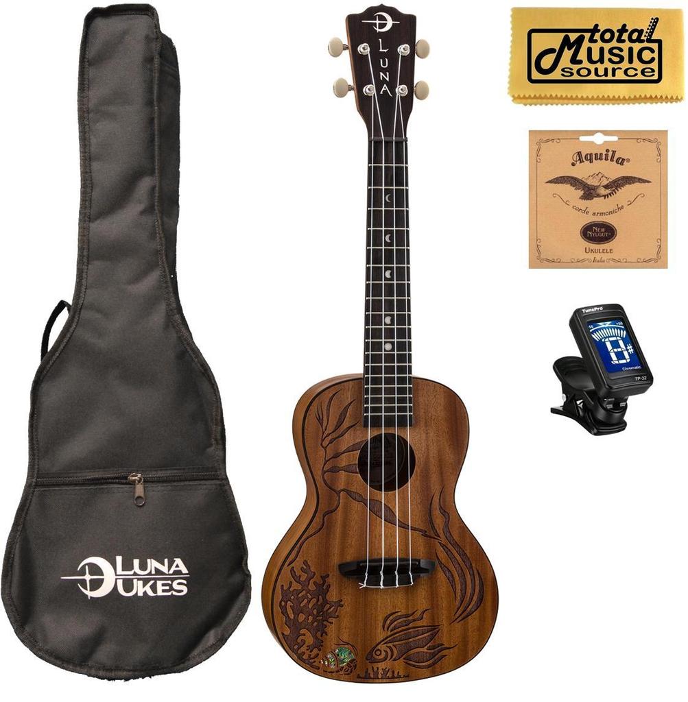 Luna Guitars Ukulele Coral W/Strings, Tuner & PC, UKE CORAL COMP