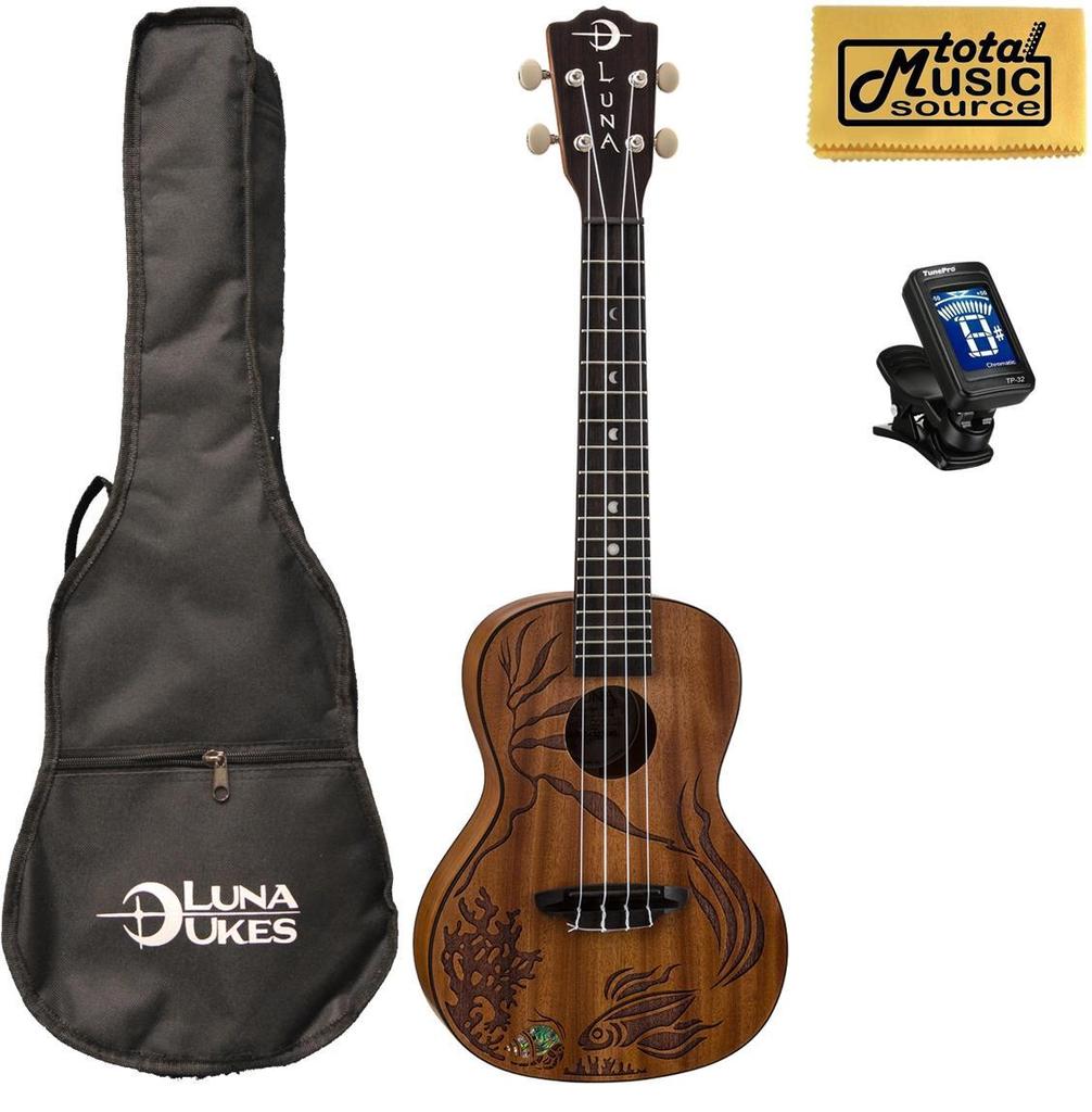 Luna Guitars Ukulele Coral W/ Tuner & PC, UKE CORAL PACK