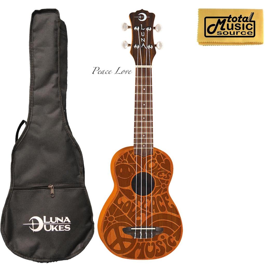 Luna Guitars Peace Love Ukulele W/Gigbag, PP & PC, UKE PCE PC