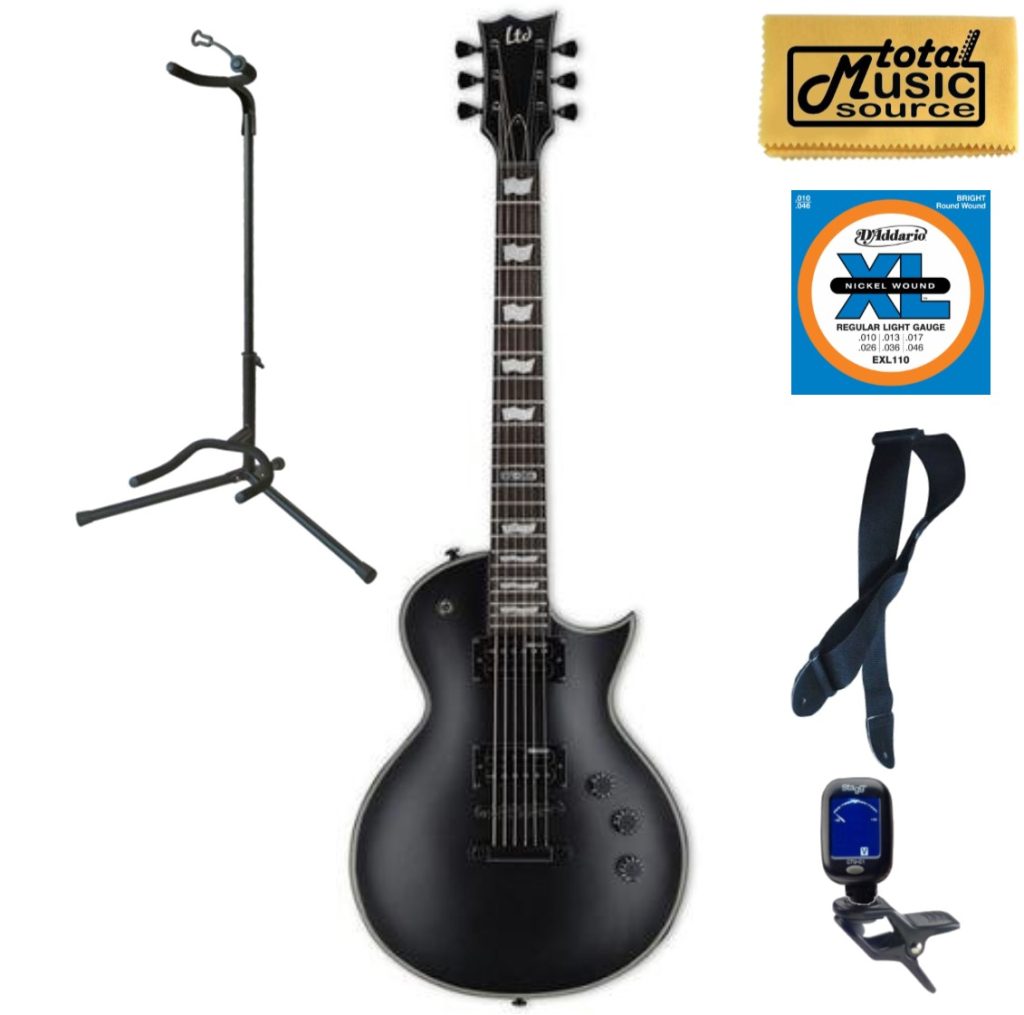 ESP LTD EC Series EC-256 Electric Guitar, Black Satin Stand Bundle