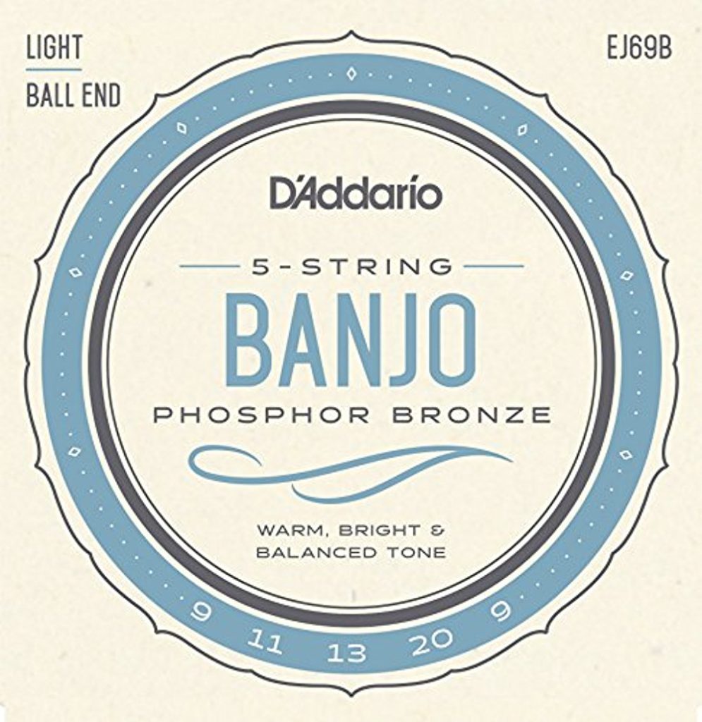 D'Addario J69 5-String Ball-End Banjo Strings, Phosphor Bronze, Light, 9-20