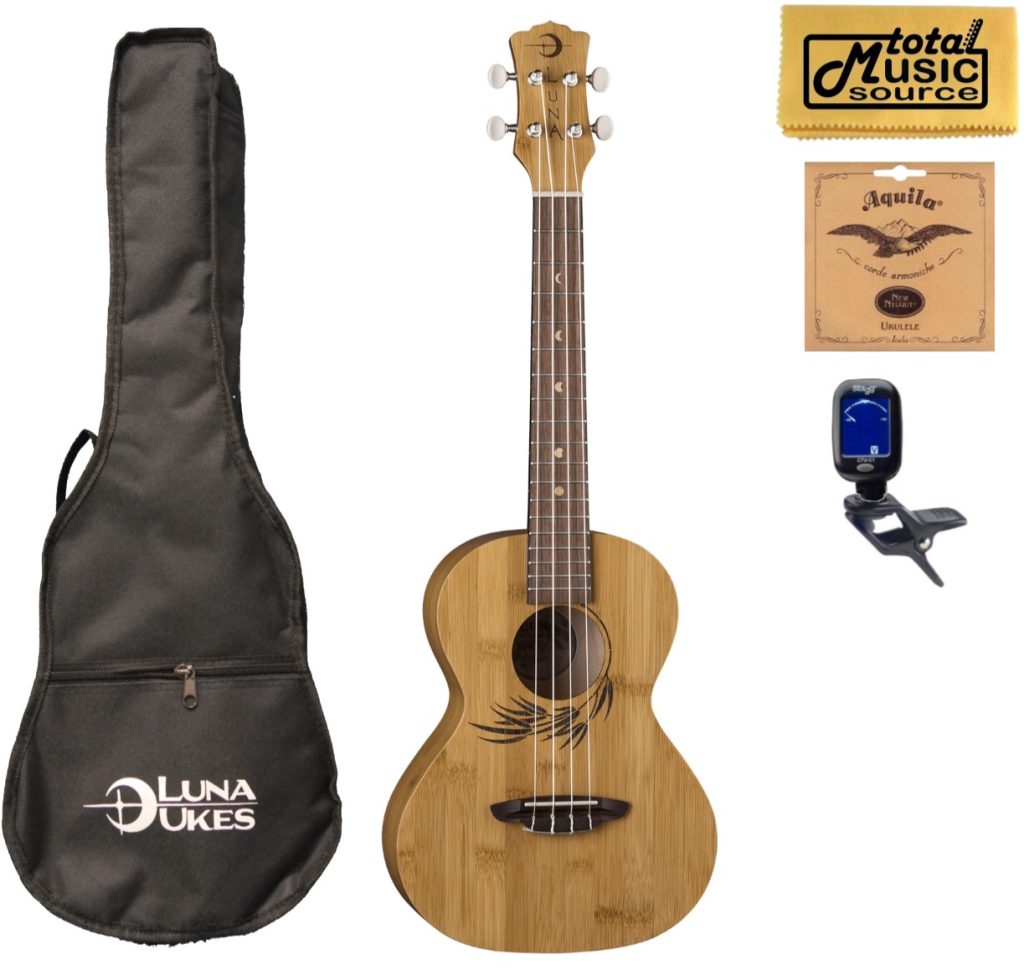 Luna Guitars Bamboo Tenor Ukulele Bundle, UKE BAMBOO T