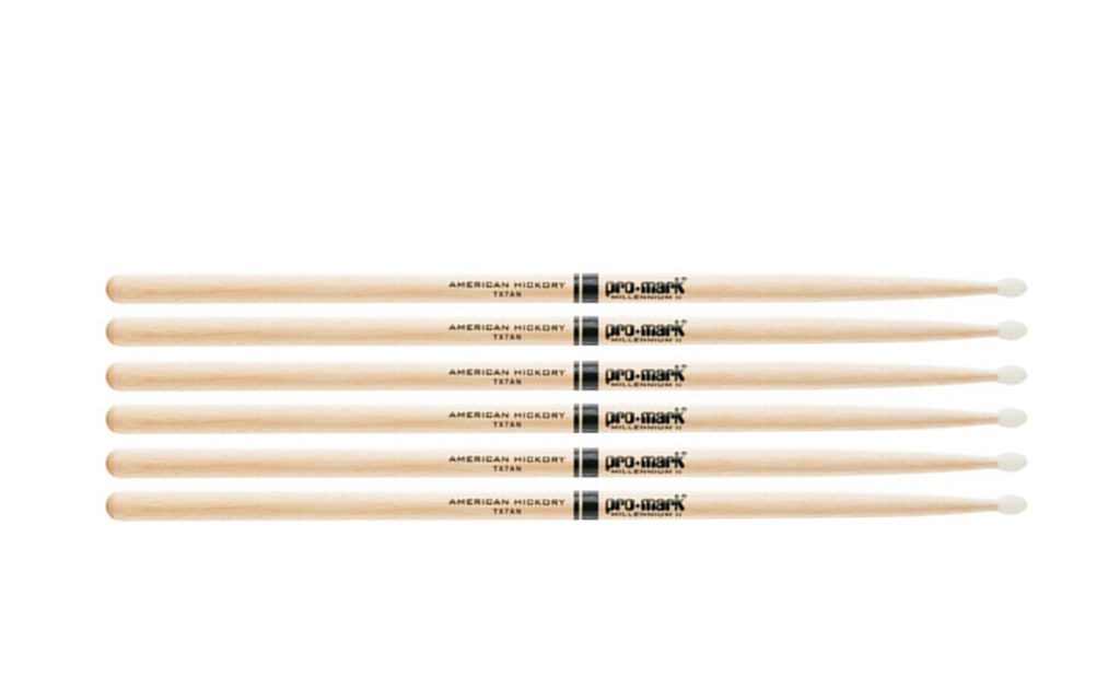 3 PACK Pro-Mark Hickory Nylon Tip Premium Drum Sticks - 7A Light, TX7AN-3