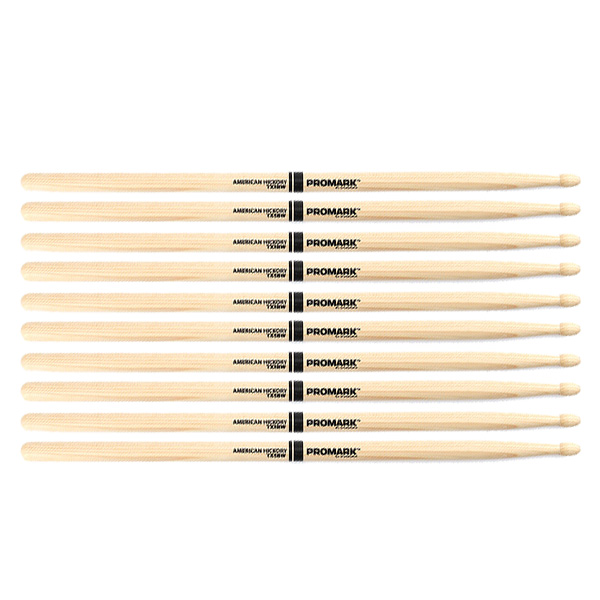5 PACK Promark TX5BW American Hickory Wood Tip TX5BW-5