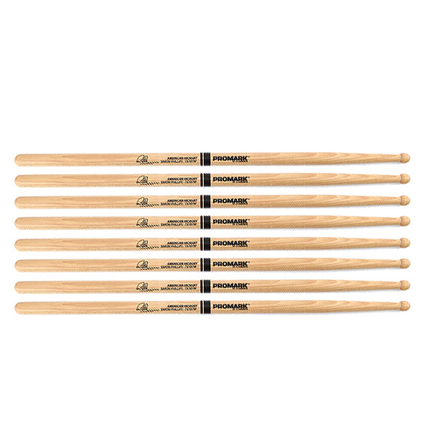 4 PACK Promark TX707W American Hickory Simon Phillips Autograph Series Wood Tip TX707W-4