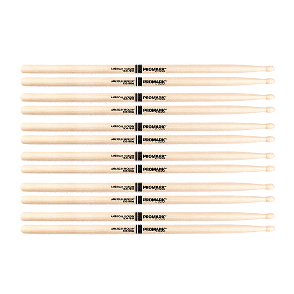 6 PACK Promark TX747BW American Hickory Classic Forward Wood Tip