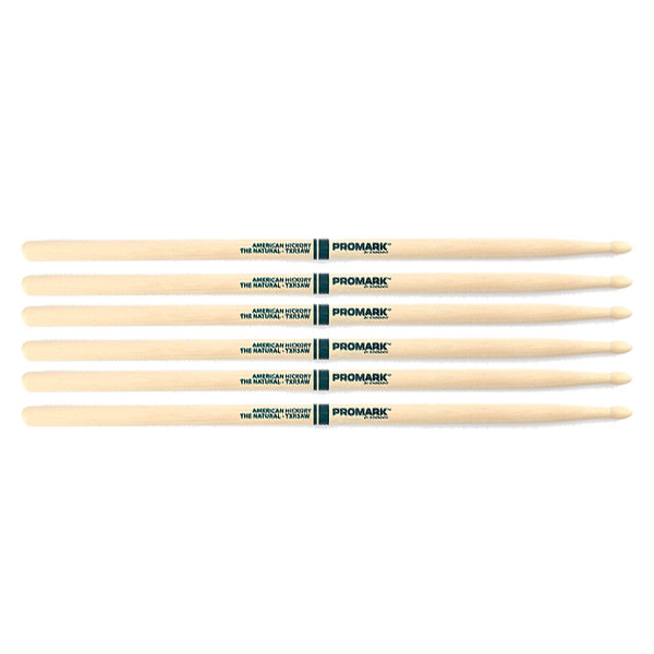 3 PACK Promark TXR5AW American Hickory Natural Wood Tip, Unlacquered TXR5AW-3