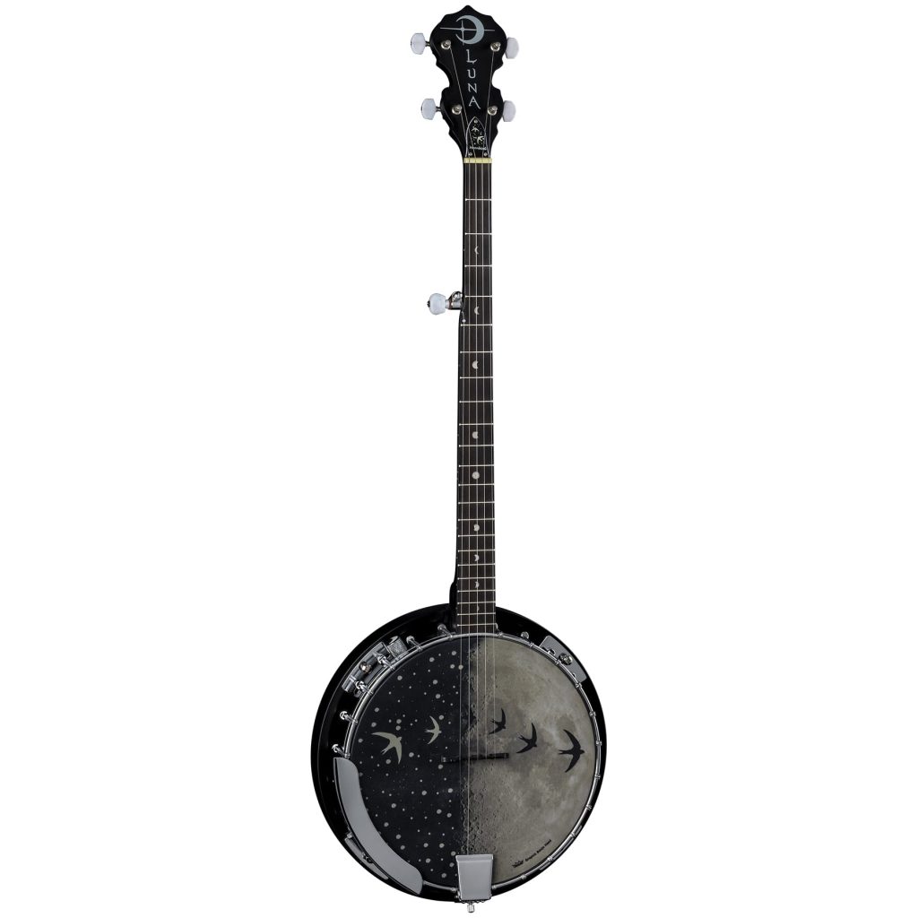 Luna Moonbird 5-String Acoustic/Electric Banjo, Satin Black, BGB MOON 5E