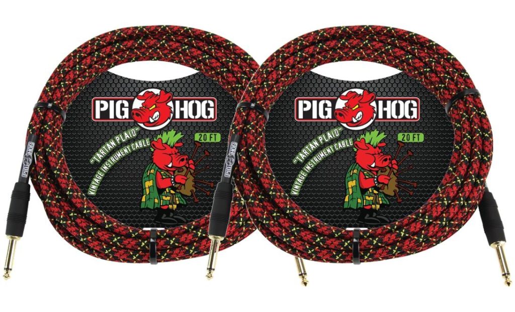 2 Pack Pig Hog 'Tartan Plaid' Instrument Cable 20ft, PCH20PL-2