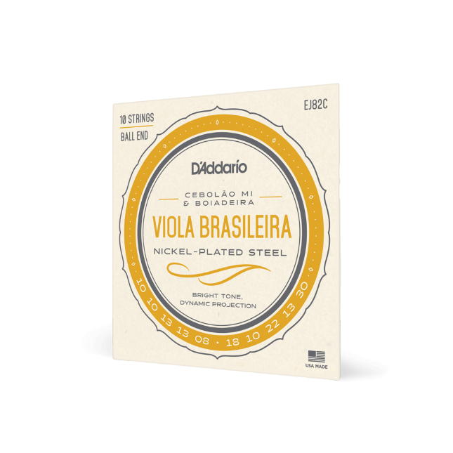 D'Addario EJ82C Viola Brasileira Set Cebolao Mi and Boiadeira Ball End