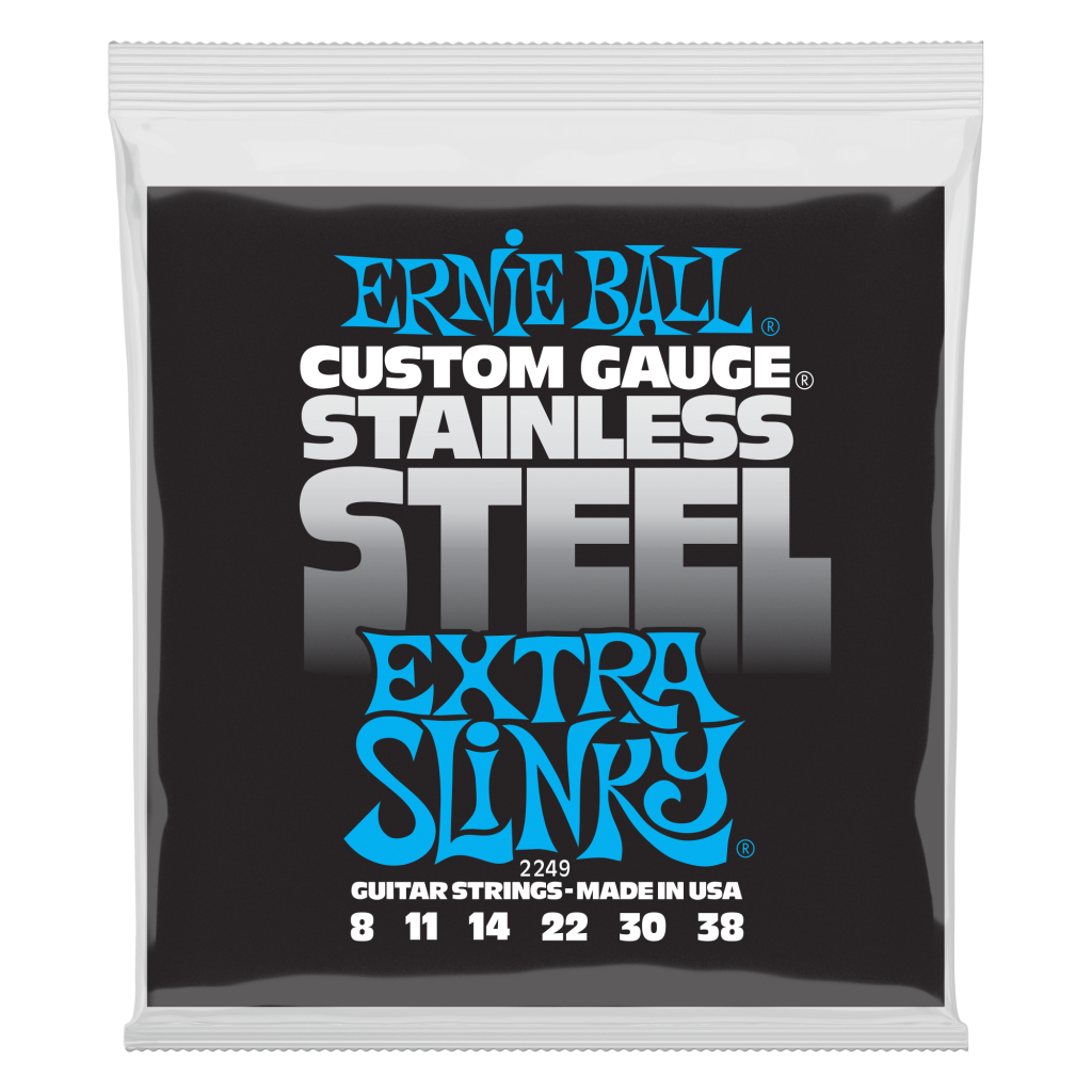 Ernie Ball Extra Slinky Stainless Steel Wound Electric Guitar Strings 8-38, P02249