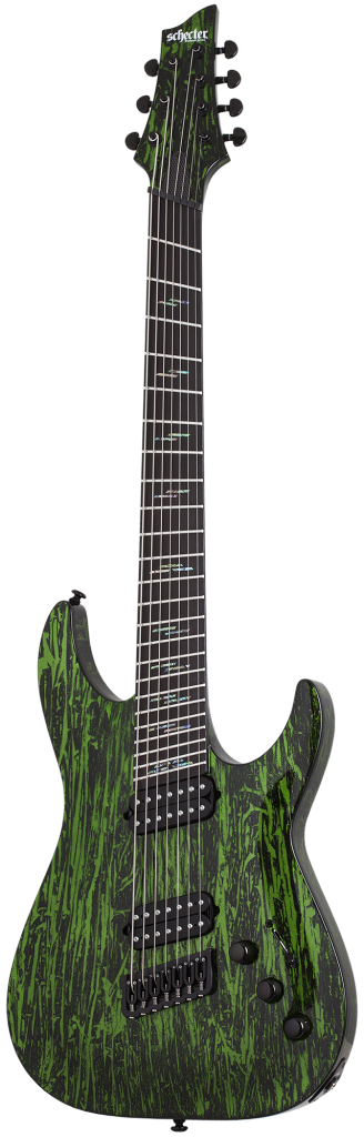 Schecter 1472 C-7 MS Silver Mountain Guitar, Ebony Fretboard, Toxic Venom