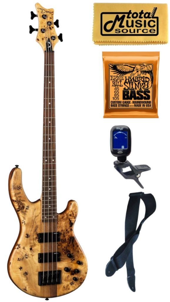 Dean Edge Select 4-String Bass, Burled Poplar, E4 SEL BRL, Bundle