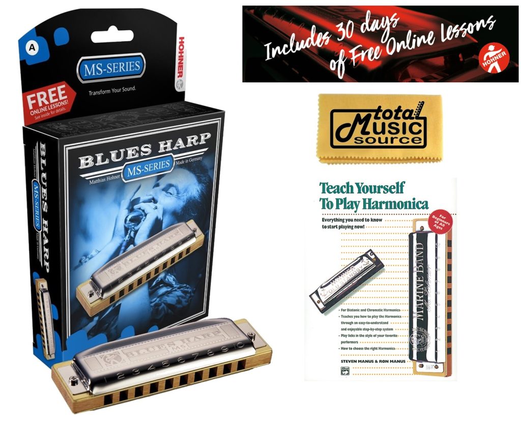 Hohner Blues Harp Harmonica - Key of A Book Bundle, 532BX-A