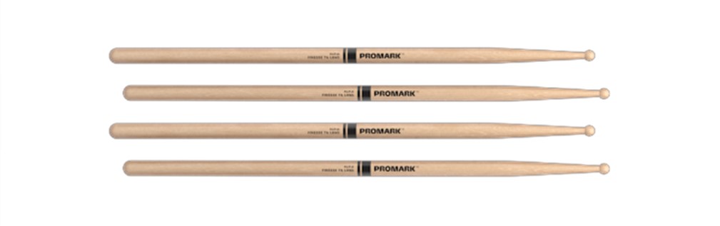 2 PACK Promark Finesse 7A Long Maple Drumsticks, Wood Tip, RBM535LRW