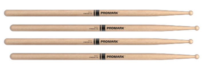 2 PACK Promark Finesse 5A Maple Drumstick, Small Round Wood Tip, RBM565RW