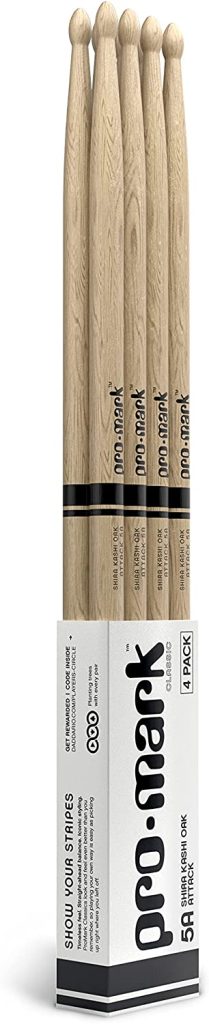 ProMark Classic Attack 5A Shira Kashi Oak Drumsticks, Oval Wood Tip, Four Pairs