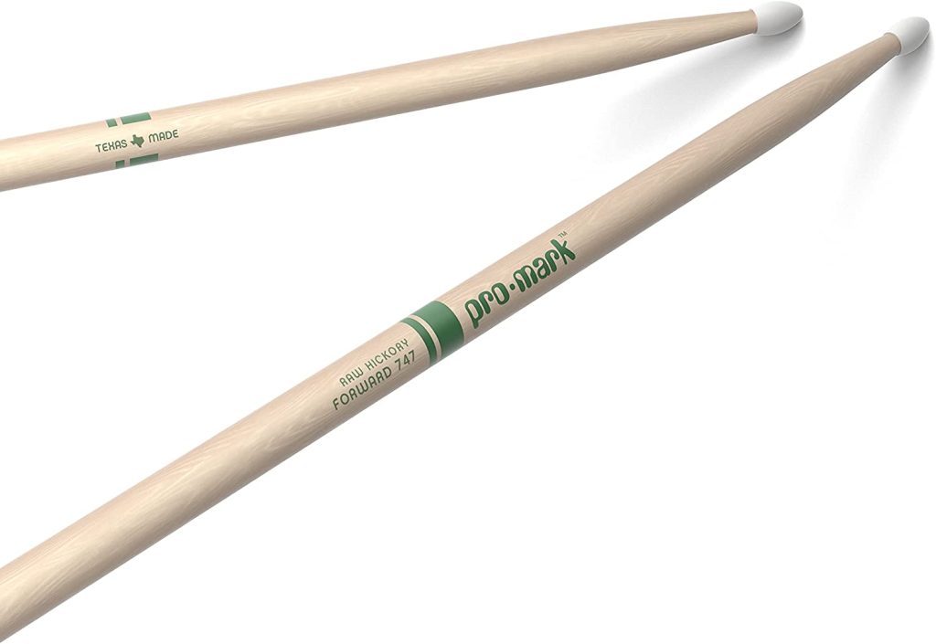 ProMark Classic Forward 747 Raw Hickory Drumsticks, Oval Nylon Tip, One Pair