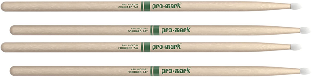 2 PACK ProMark Classic Forward 747 Raw Hickory Drumsticks, Oval Nylon Tip
