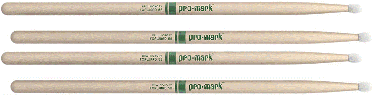 2 PACK ProMark Classic Forward 5B Raw Hickory Drumsticks, Oval Nylon Tip