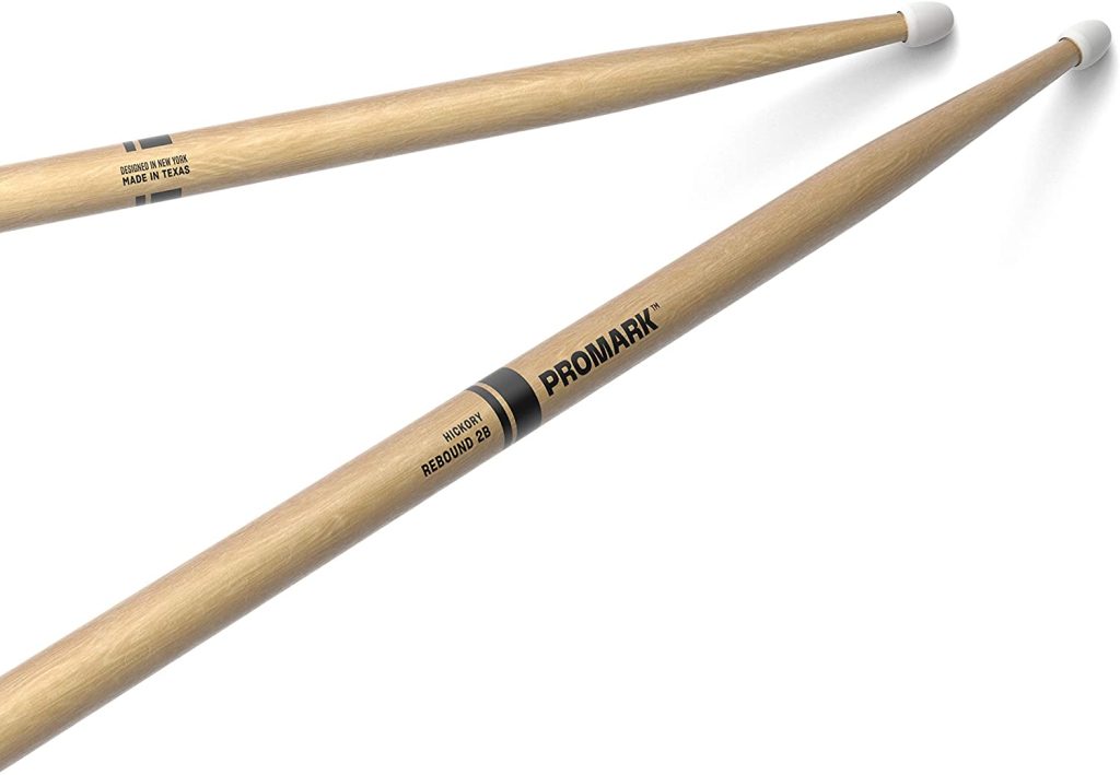 ProMark Rebound 2B Hickory Drumsticks, Oval Nylon Tip, One Pair