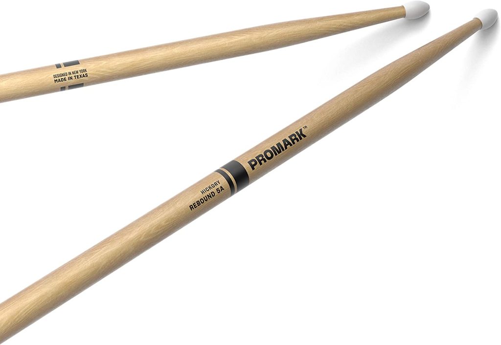 ProMark Rebound 5A Hickory Drumsticks, Oval Nylon Tip, One Pair