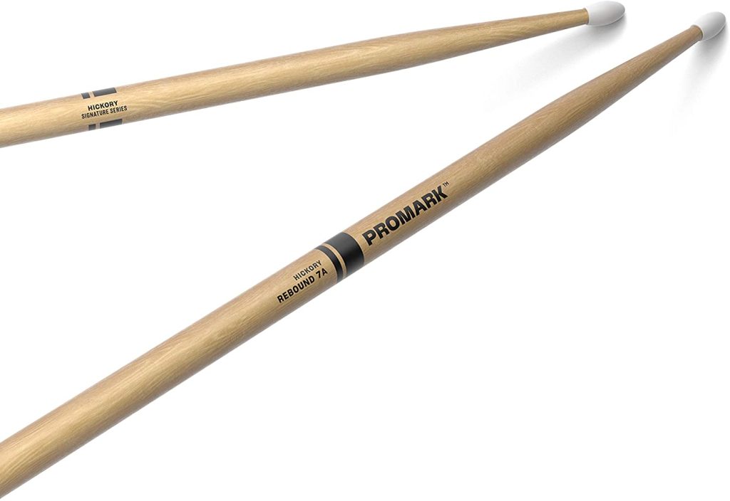 ProMark Rebound 7A Hickory Drumsticks, Oval Nylon Tip, One Pair