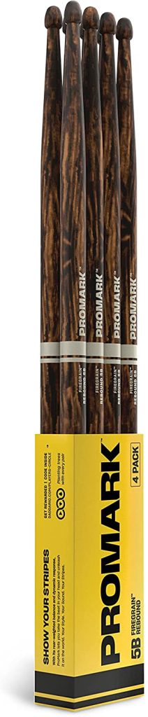 Promark 5B Drumsticks FireGrain Rebound  Acorn Tip Drum Sticks - Set of 4 Pairs