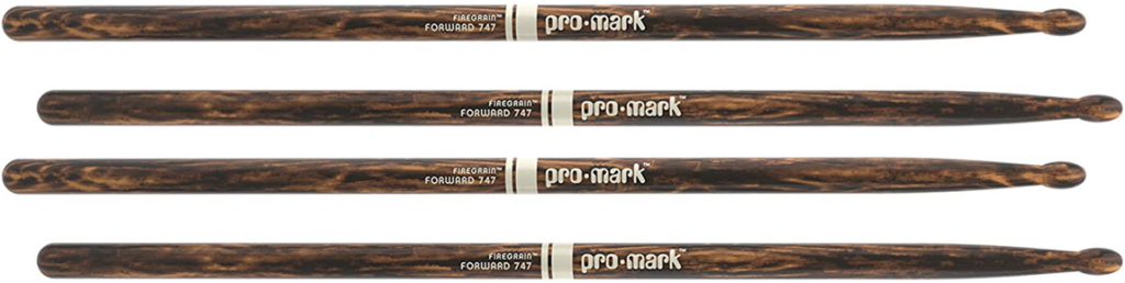 2 PACK ProMark Classic Forward 747 Drumsticks FireGrain Lacquer Finish, Oval Wood Tip