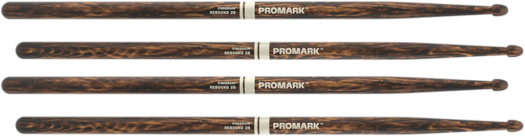 2 PACK Promark 2B Drumsticks FireGrain Rebound  Acorn Tip Drum Sticks