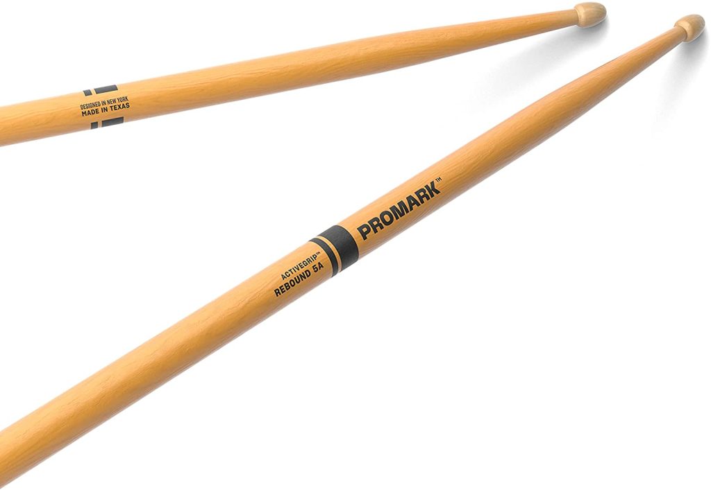 Promark Rebound 5A ActiveGrip Clear Hickory Drumstick, Acorn Wood Tip