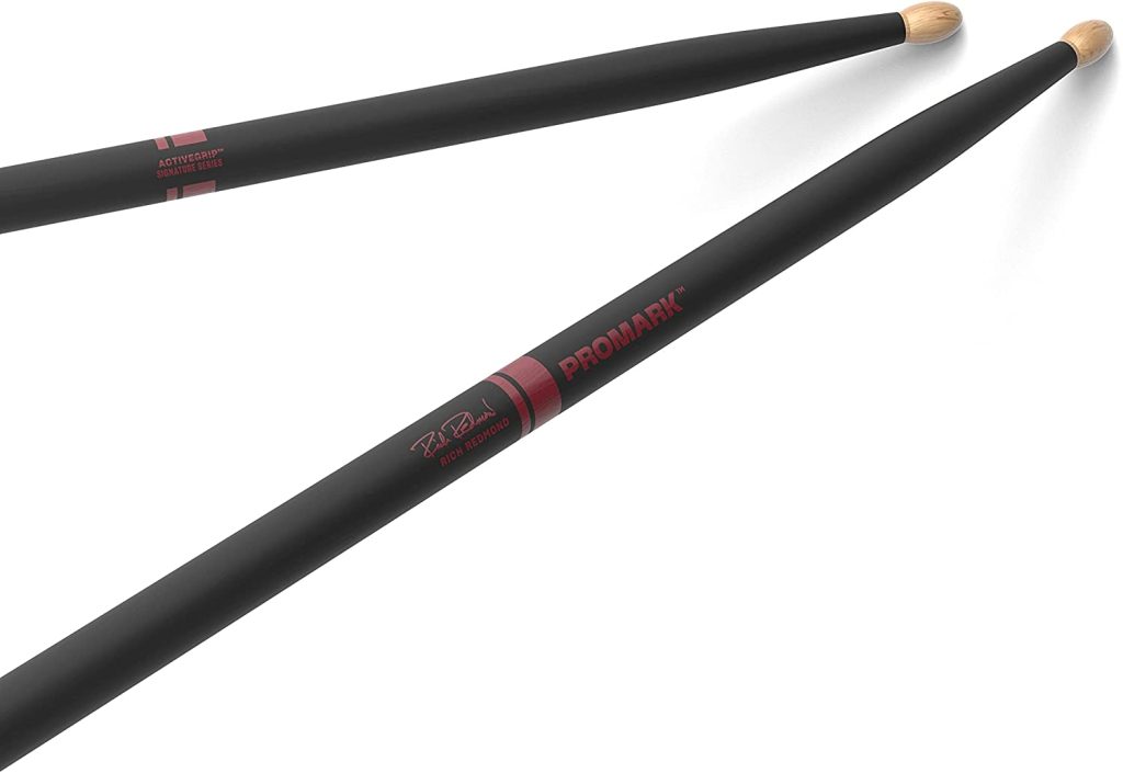 ProMark Rich Redmond ActiveGrip Hickory Drumsticks, Wood Tip, One Pair