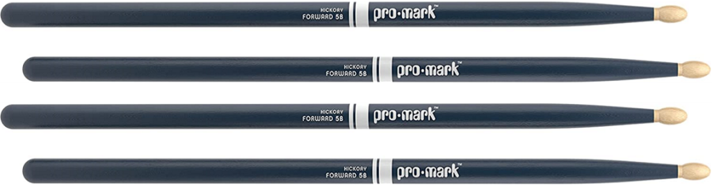 2 PACK ProMark Classic Forward 5B Painted Blue Hickory Drumsticks, Oval Wood Tip