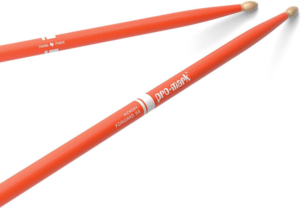 ProMark Classic Forward 5A Painted Orange Hickory Drumsticks, Oval Wood Tip, One Pair